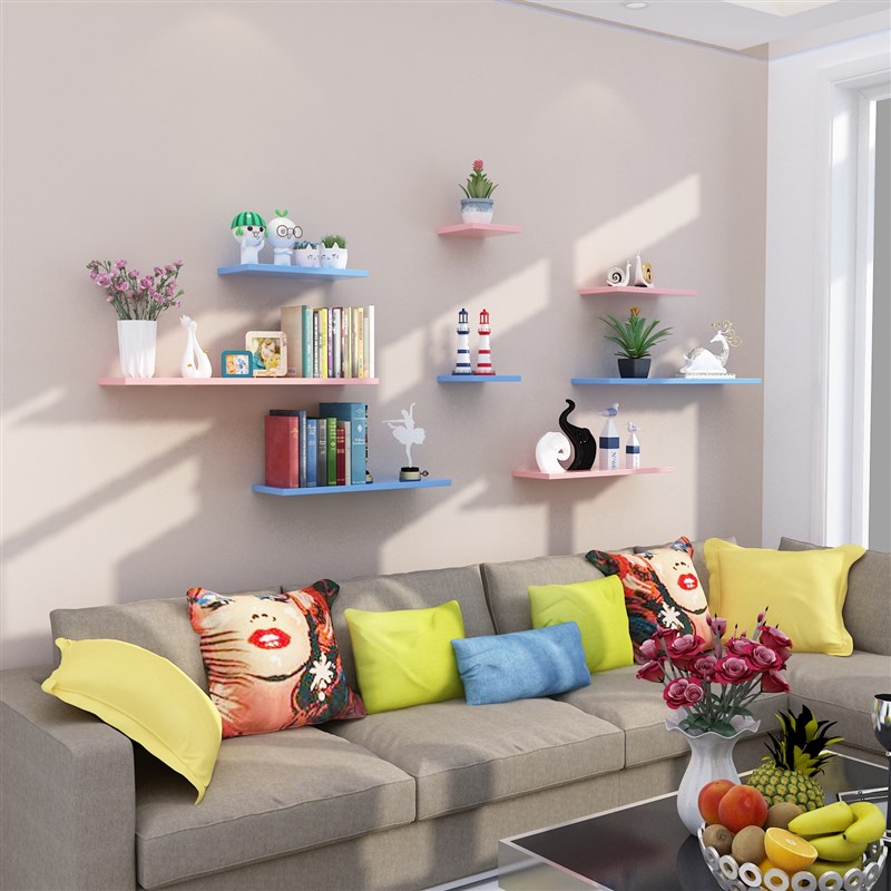 包邮墙上一字搁板客厅饰品架墙上置物架书架卧室壁挂隔板储物层板