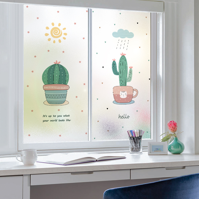 阳台玻璃拉门玻璃贴膜透光不透明贴玻璃纸磨砂清新窗贴防窥