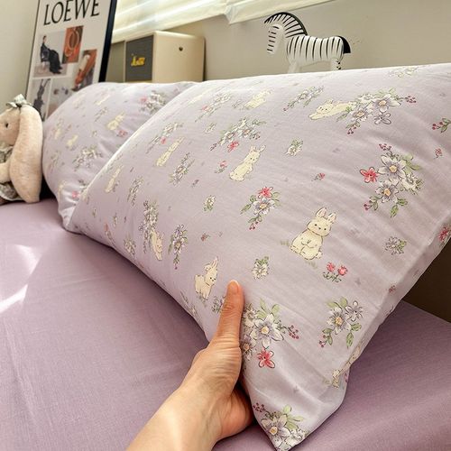 双层纱香香兔A类全棉纯棉枕套一对装儿童单只48cmx74cm枕芯枕头套