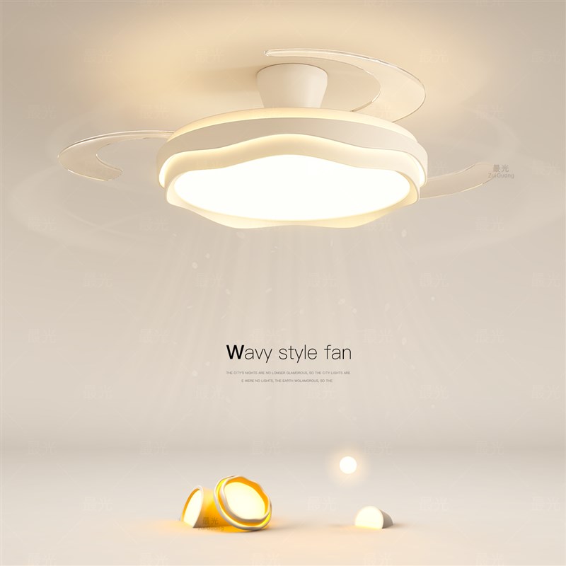 隐形风扇灯led餐厅吊灯主卧室灯吸顶灯客厅房间智能2025新款灯具