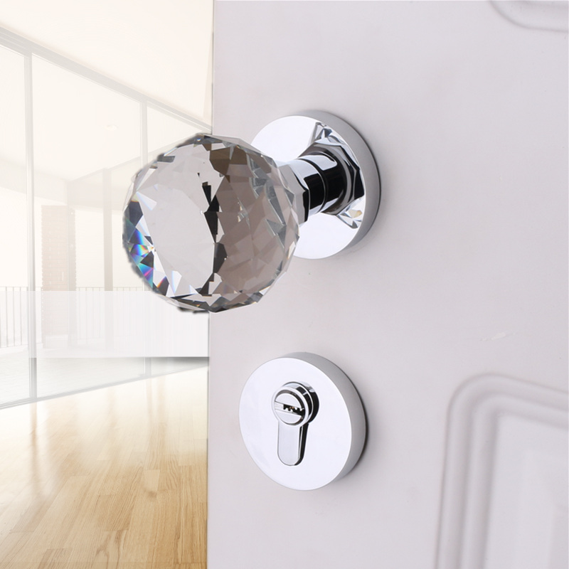 依佰利水晶玻璃球形锁美式金色轻奢室内房门锁简约欧式静音分体锁