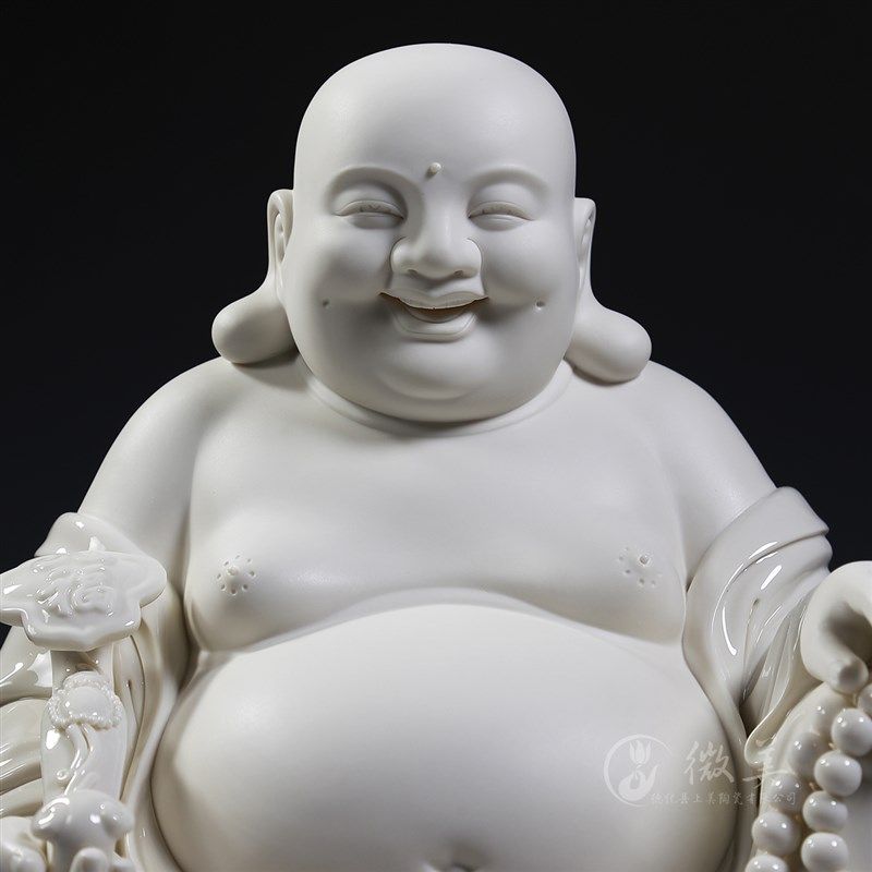 德化陶瓷9至20吋家用供奉大肚弥勒佛像客厅笑佛瓷器摆件白瓷佛像