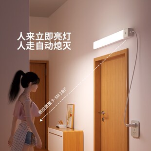 插电人体感应灯人来即亮人走即灭夜间自动楼道楼梯走廊入户门玄关