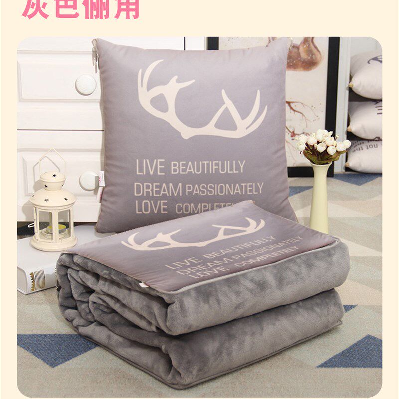 卡通抱枕被子两用办公室二合一法兰绒毯子沙发靠垫两用午睡空调毯