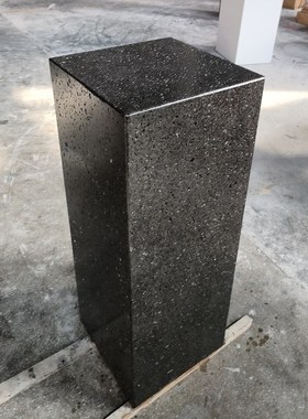 哑光天然黑洞石大理石摆件底座酒店别墅装饰立柱子摆件底座雕塑台