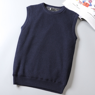 秋冬季无袖毛衣保暖背心男修身潮流圆领马甲外套男针织衫加厚打底