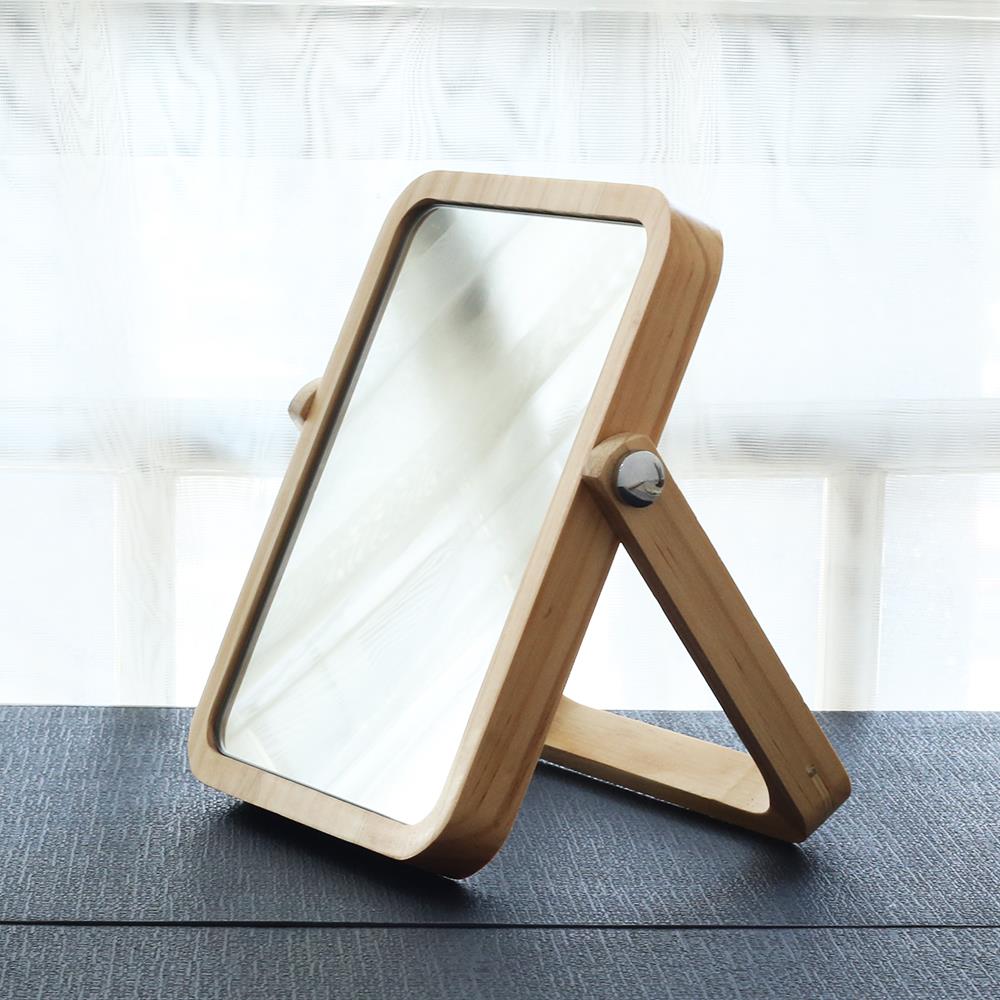 携台式化妆镜致创意镜子简约实木JJ-ZJ梳妆精镜便木高质桌面镜可