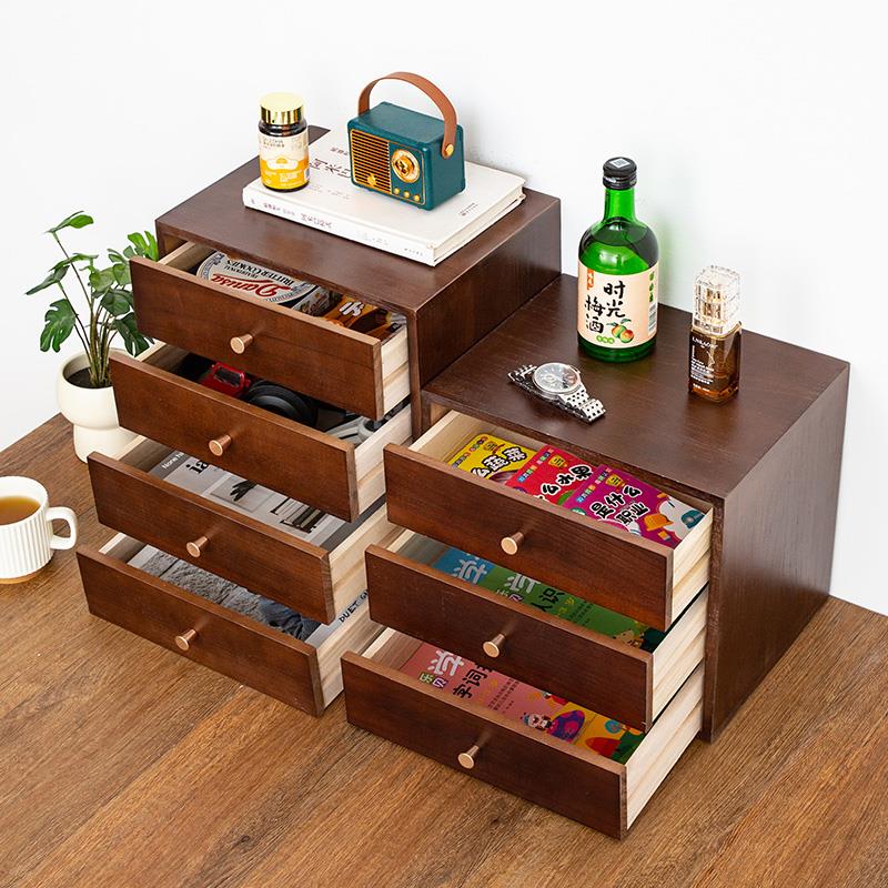 实木桌面杂屉中鲁皓强收纳盒化妆品整物办公桌理盒梳妆抽台储物盒