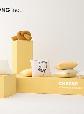 LIBZ200401鹅VNG inc.芝士奶酪 垫米黄色天绒客厅沙发I抱枕ins床