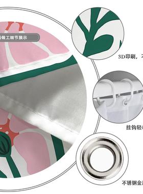 浴室隔断窗绿色抽所象植PRG物花防霉浴帘水免打孔厕遮挡防磁吸挂