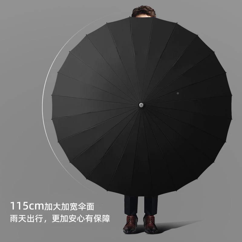 莲花实骨长伞柄大号双人伞加厚加固结实抗461风自动雨简约商务木