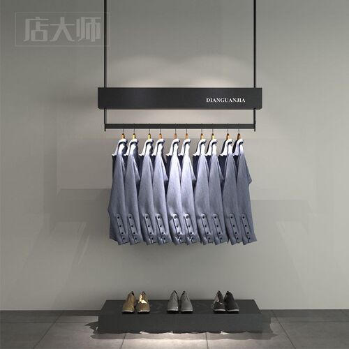 吊架地台铁艺挂架组合侧挂衣架内带灯吊顶悬挂服装店陈列架展示架
