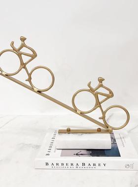 欧创意人物2512艺骑车大理石工软装饰品雕塑件时尚北摆铁艺家居摆