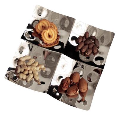 奢北欧轻不锈钢捶点四宫水果零食盘子盘干23451果零食格盘高颜值