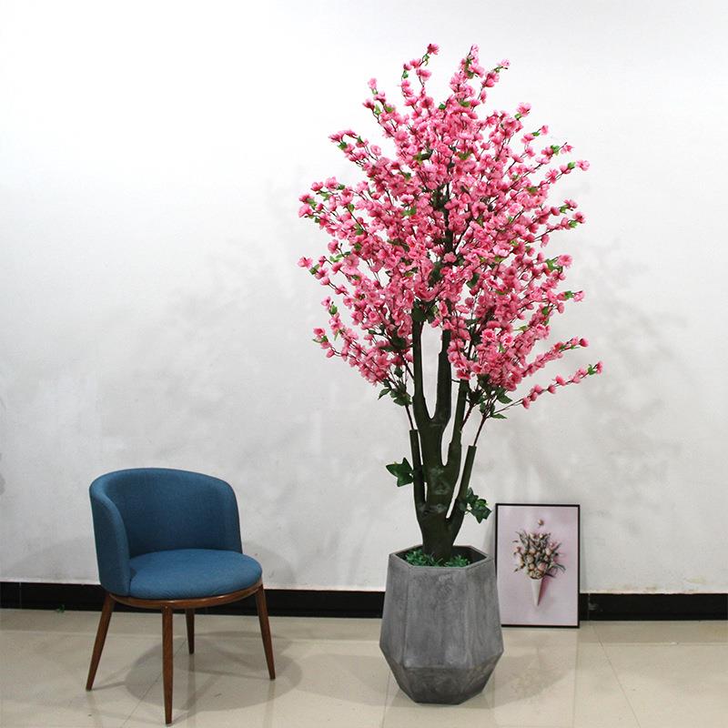 厂景树家直仿真花桃花树假桃花家居供景观大型盆栽仿真花桃绿植盆