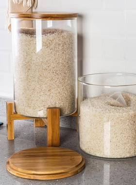 创TJS意大容量玻米储米桶米璃缸防虫防潮密封盖家用防蛀储物罐带