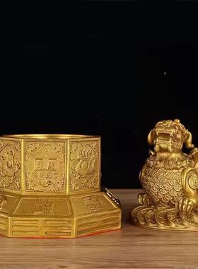 招厂开盖飞天貔貅黄铜SGW貔貅小摆件大号铜家皮休财聚财