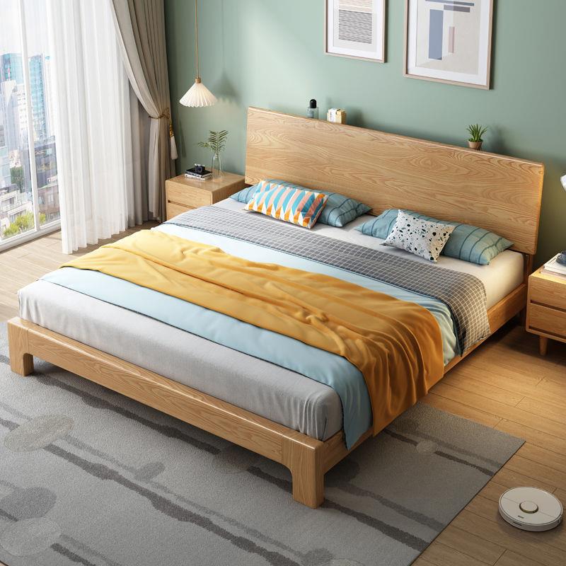 约双人床全木白实蜡木北欧日式风格家1.8米无品牌/用出租简屋公寓