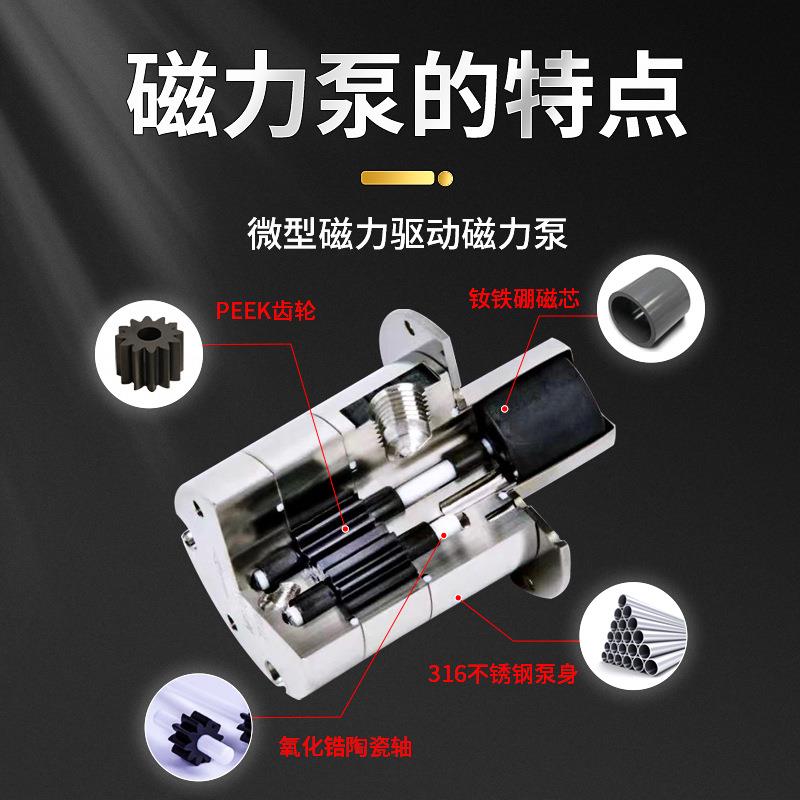 自吸泵计量微型磁装力驱动齿泵锈不钢轮高温高压液体泵头819小型