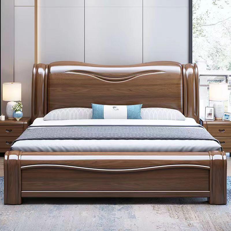 储胡桃木床实床代简约主卧1木.现8米双人床家具物大床工厂1808#直