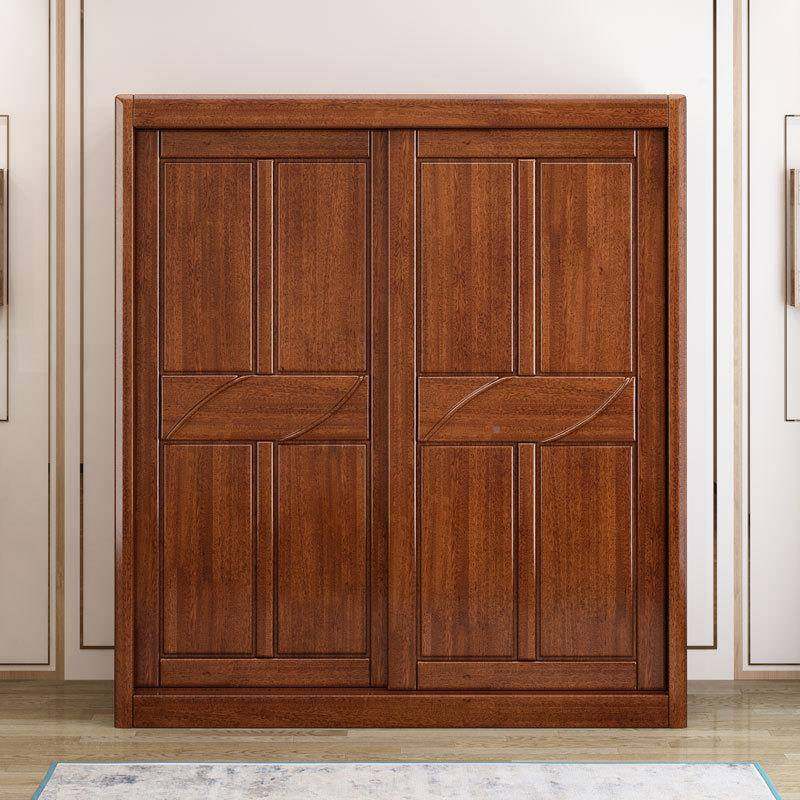 柜实MIS木衣胡桃木推拉门卧两门大衣橱室家具柜储物厂家收纳