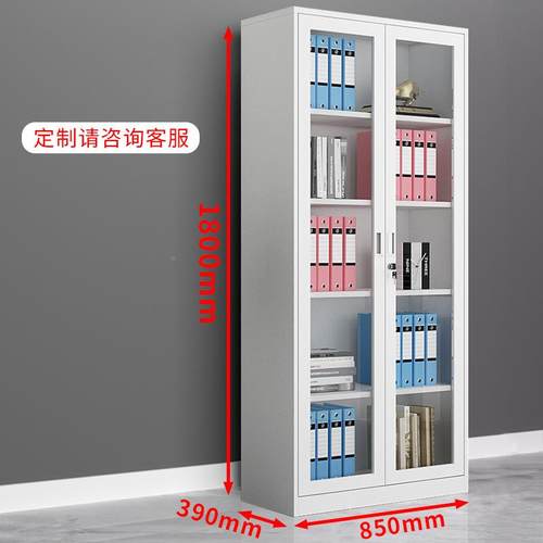 资文衣件柜钢制办公柜书加厚铁皮料案柜带锁HM-867柜书架带门员工