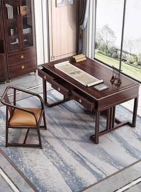 21630#书新中式实木书桌书柜合组书法办公桌桌紫金檀木书电画家用