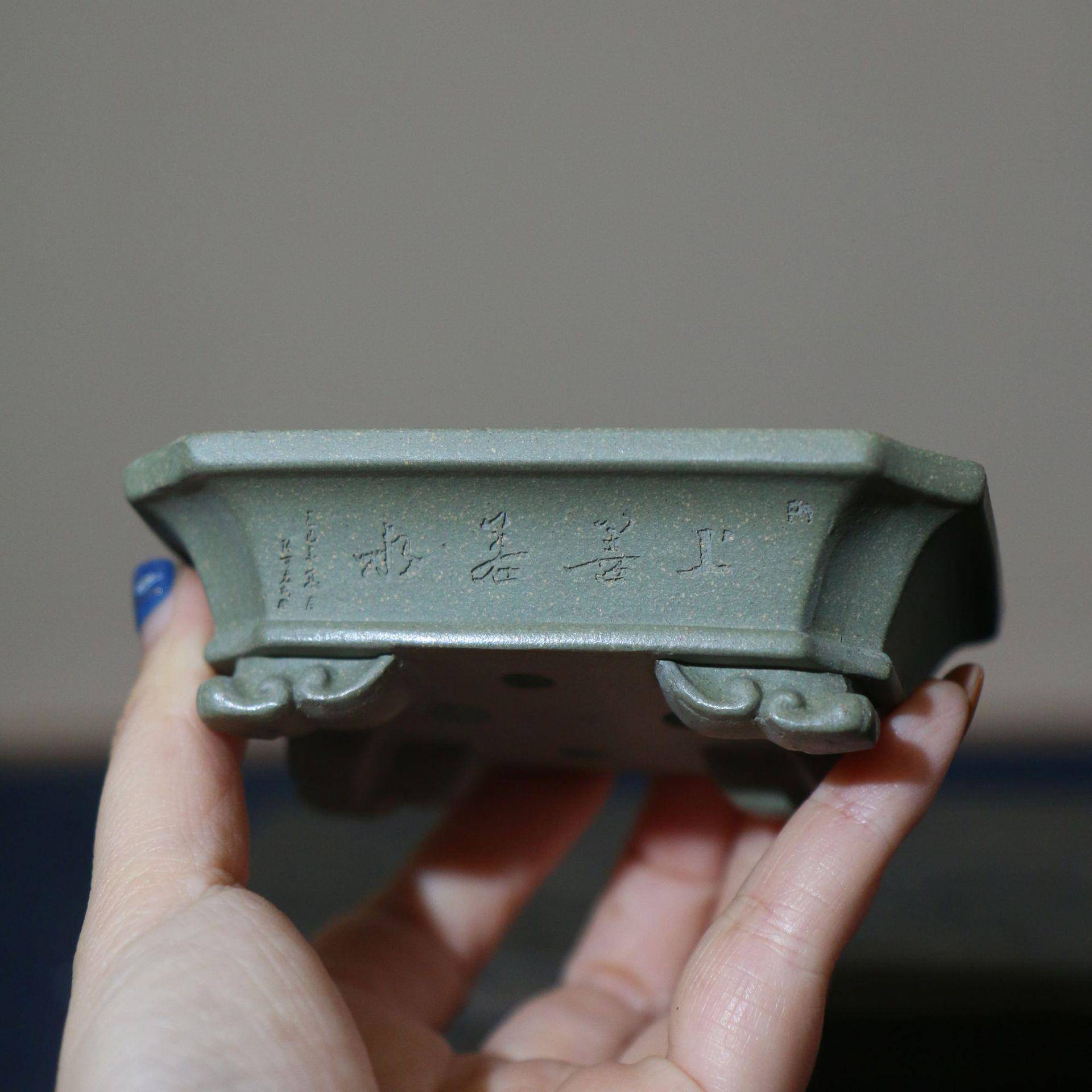 砂花盆微型手工景盆盆仿古tb-89043长方形盆景盆松柏紫盆景盆张可