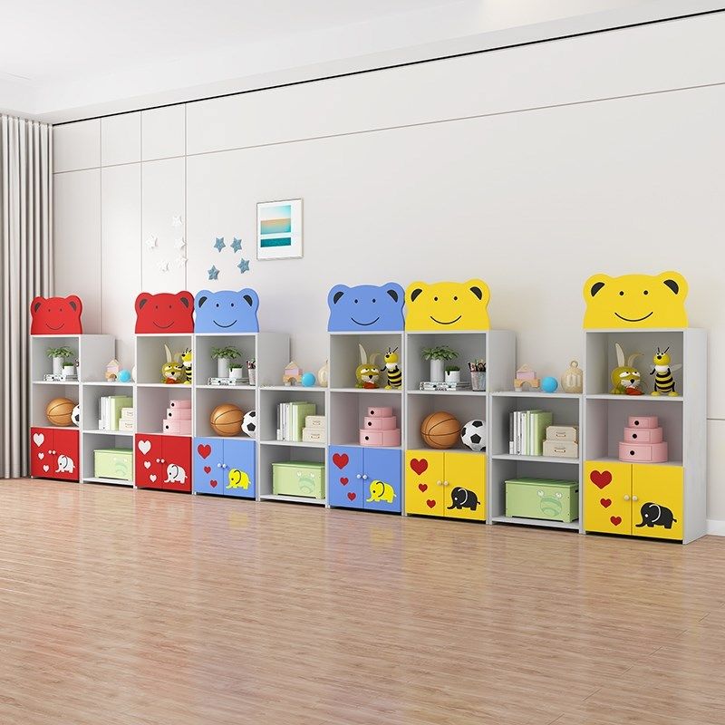 儿童书柜落地多层客厅置物架靠墙组合阅读柜宝宝玩具收纳架绘本架
