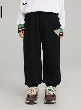 ei童装儿童休闲加绒长裤秋装2023新款男女童宽松束口裤亲子装卫裤