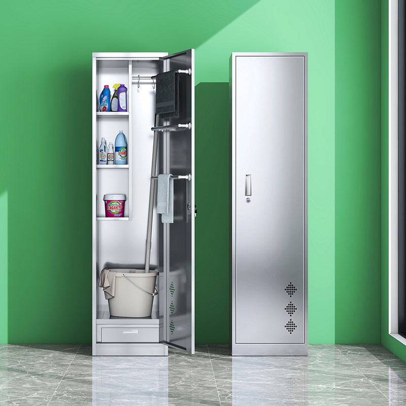 不锈钢清洁柜公司保洁卫生柜学校储物柜阳台杂物柜拖把收纳家政柜