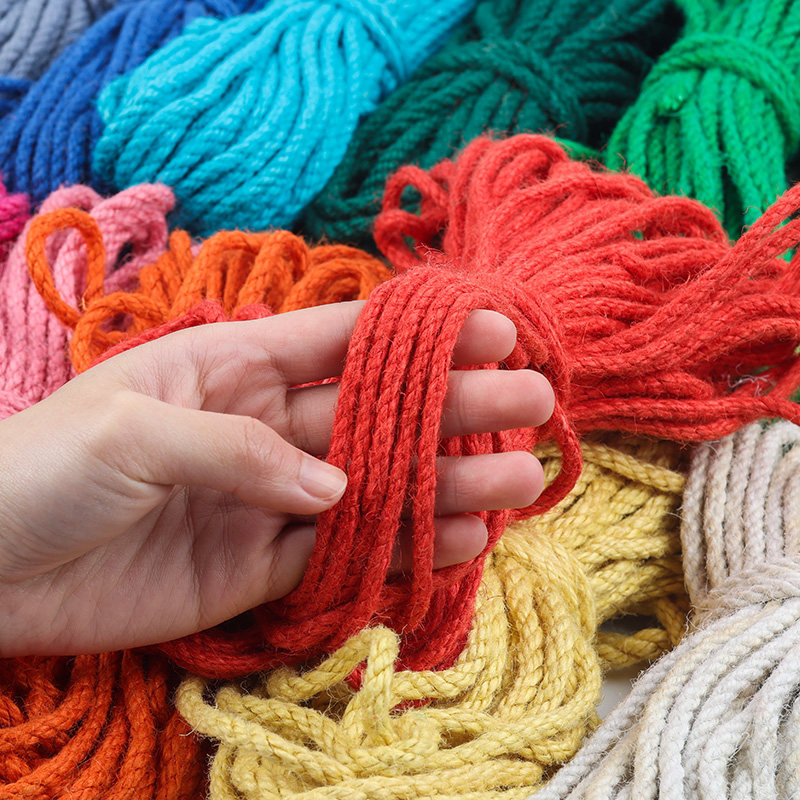 5MM彩色麻绳粗幼儿园手工复古装饰猫爬架捆绑无弹力手工绳子DIY