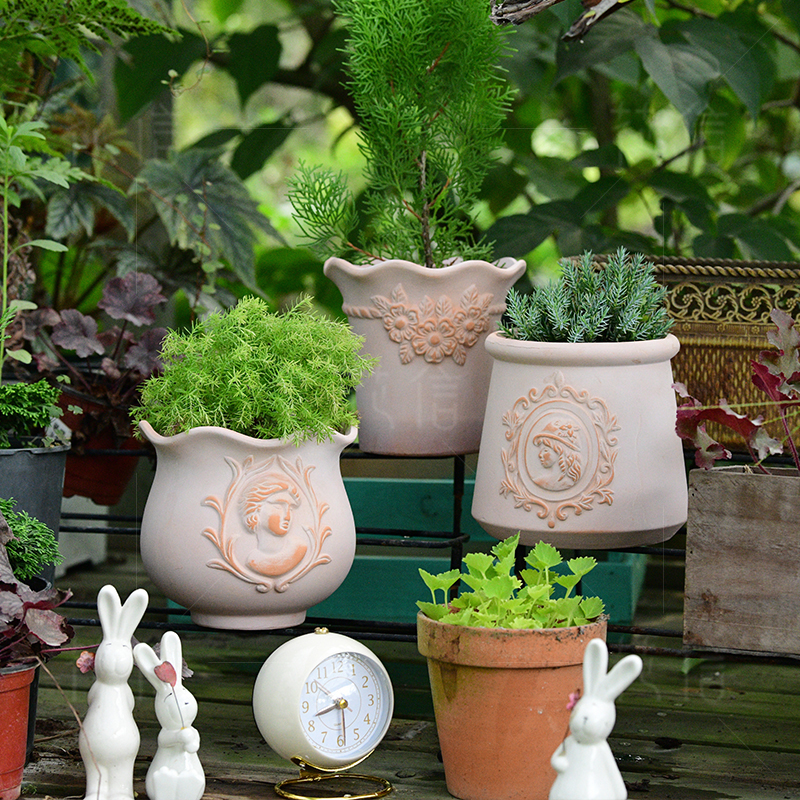 花边创意陶盆多肉绿植透气排水陶土盆花园田园欧式通用摆件花盆