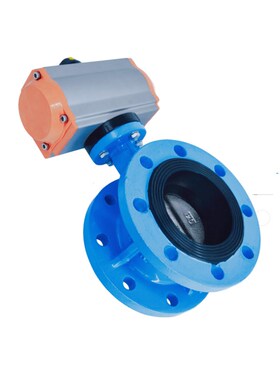 D641X气动法兰蝶阀304不锈钢法兰软密封阀门铸铁DN100 150 300 80