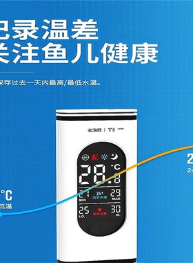 老渔匠T6温度计鱼缸水银测温计水族箱温控器T3老鱼匠温度计遥控器