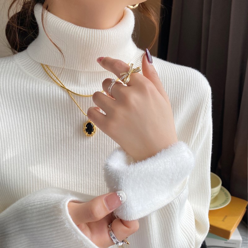 堆堆领打底衫女内搭秋冬季2025新款加绒加厚高领针织毛衣保暖上衣