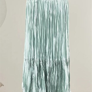 2025新款法式半身裙女夏季光泽感压褶长裙百搭宽松夏季欧若风