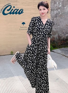 高个子女长裙夏170加长版到脚踝超长款春秋法式雪纺碎花连衣裙175