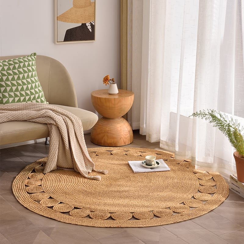 水芦苇手工藤编草垫卧室圆形地毯床边毯客厅茶几地垫进门垫装饰,居家布艺,地毯,淘宝优惠券,粉丝福利购,淘宝优惠卷