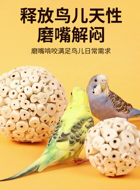 鹦鹉啃咬通草球玩具解闷自嗨发泄解压牡丹磨牙棒磨喙磨嘴用品大全