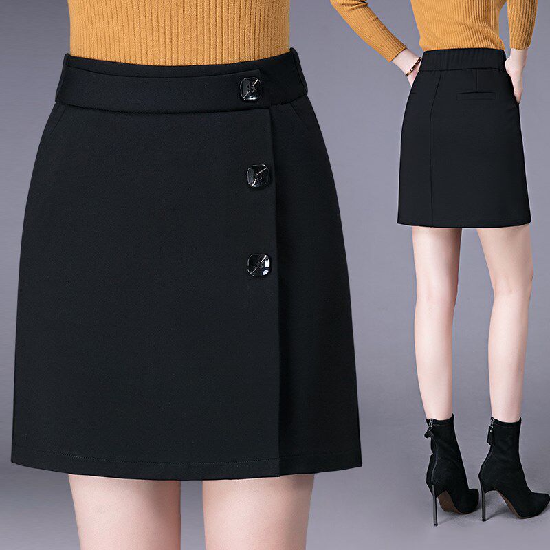 春夏弹力松紧高腰显瘦黑色西装职业包臀a字裙胖MM大码半身裙短裙