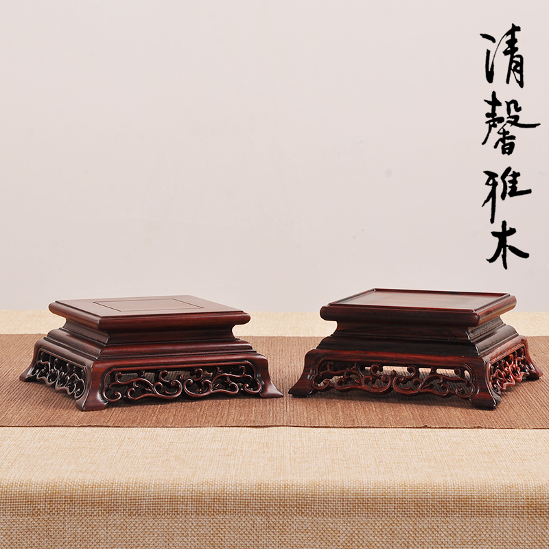 实木酸枝正方形古董文房印章奇石玉器茶壶花瓶花盆景摆件底座木托