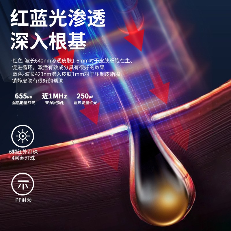 电动生发仪红外按摩微电流健发梳头皮防脱按摩梳红光生发梳上药器