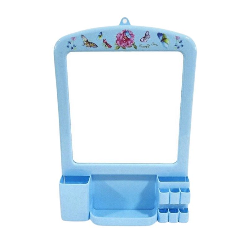 挂墙式免打孔小镜子家用卫生间厕所塑料挂镜浴室置物梳妆化妆镜