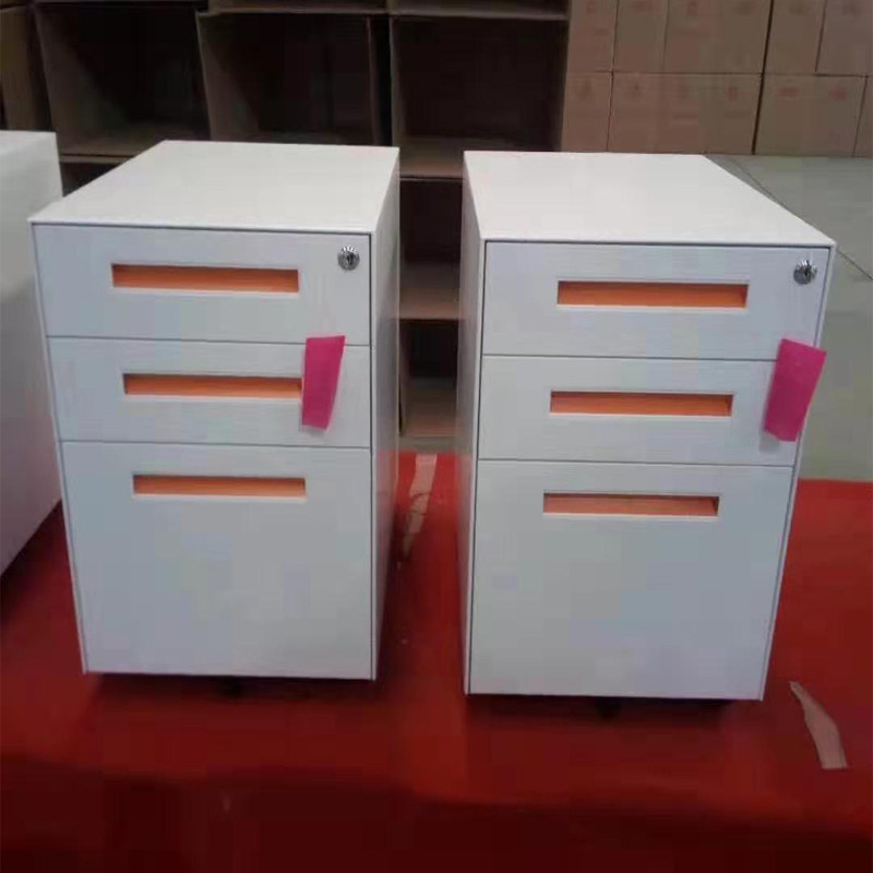 钢制办公三抽屉活动柜移动矮柜储物柜文件柜桌下A4收纳柜边柜侧柜