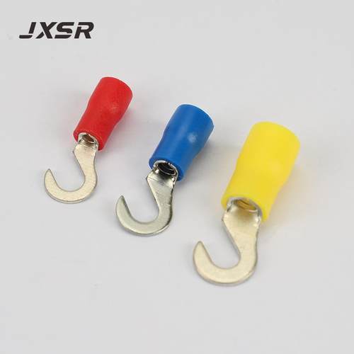 铜勾型预绝缘端子铜线耳HV5.5-4接线冷压接线端头铜鼻子