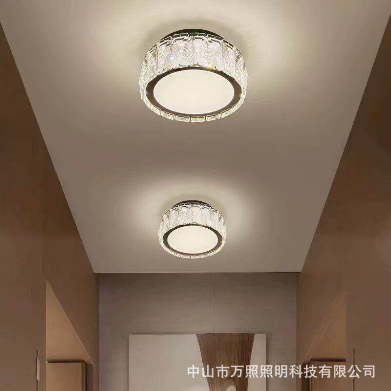 北欧方形过道阳台灯led吸顶灯现代简约玄关走廊入户水晶灯具