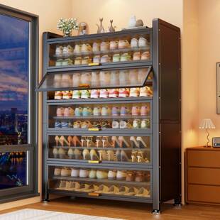 钢制鞋柜家用门口靠墙一体多层储物柜室内入户大容量落地防尘鞋架