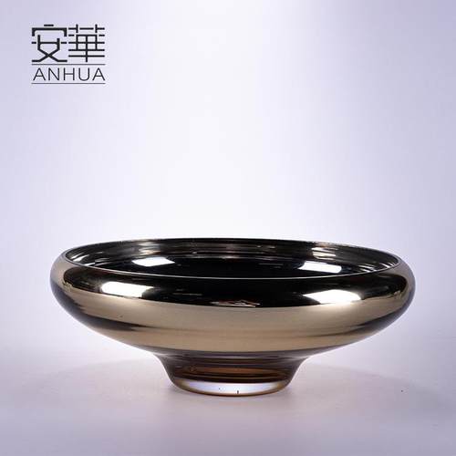 安华轻奢艺术果盘现代简约玻璃装饰品创意摆件高端精致工艺品