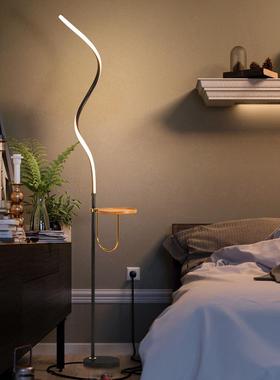 现代极简创意曲线落地灯北欧简约LED客厅卧室床头个性氛围落地灯